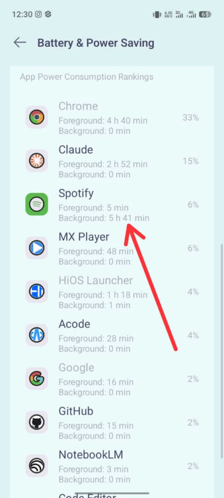 Spotify using battery in background