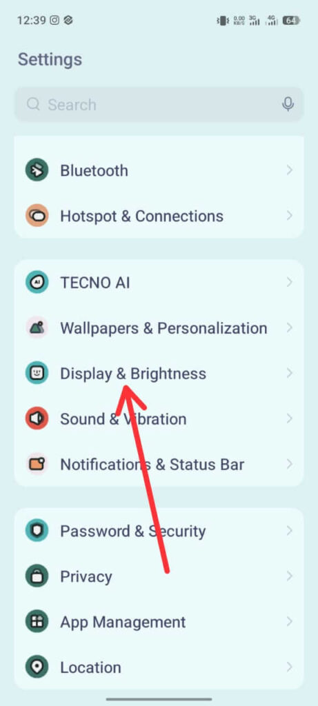 Click Display & Brightness