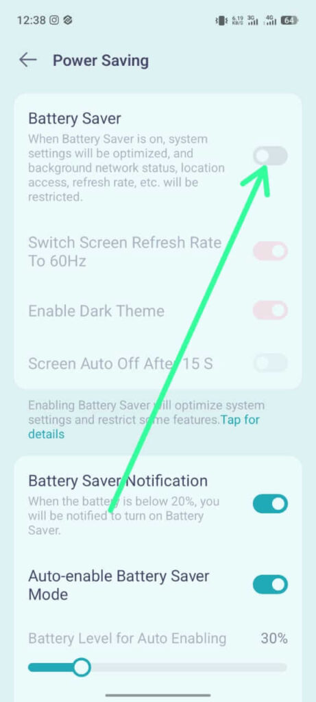 Turn on Battery Saver
